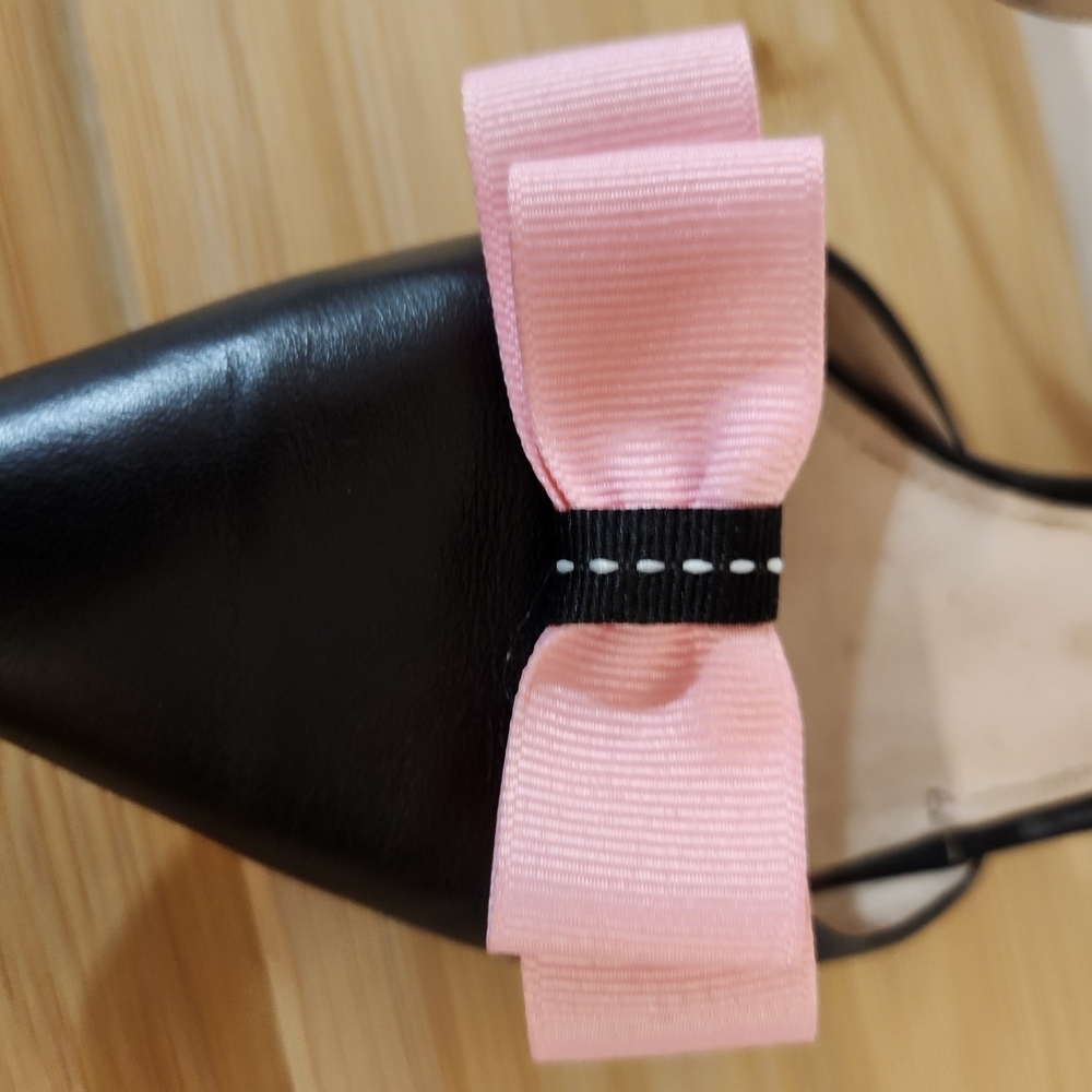 Hand Crafted Shoe Bows Pink and Black Shoe Clips